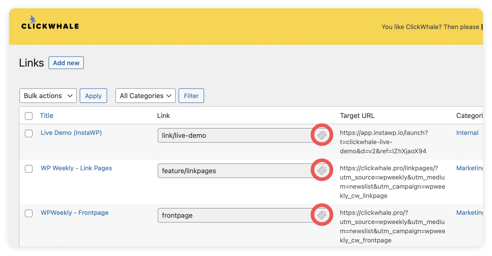 Easily copy your Links