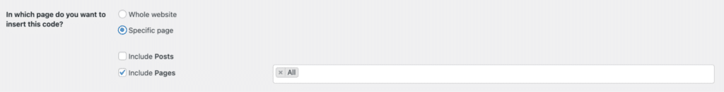 ClcikWhale setting what pages should be affected by tracking code